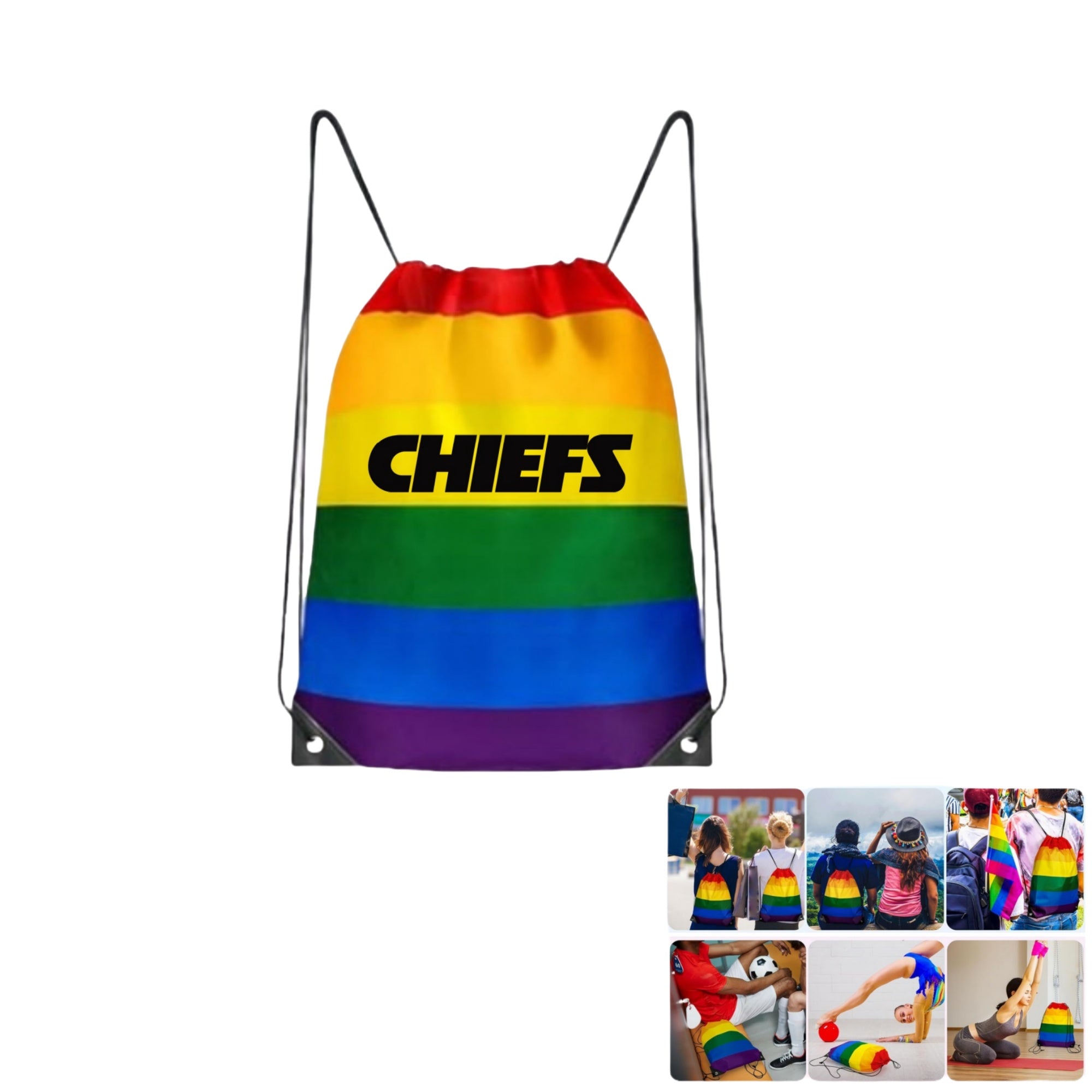 thumbnail image 2 of Henbrandt Pride Drawstring Backpack – Rainbow Colourful Festival Bag – 30x40cm 2 of 4