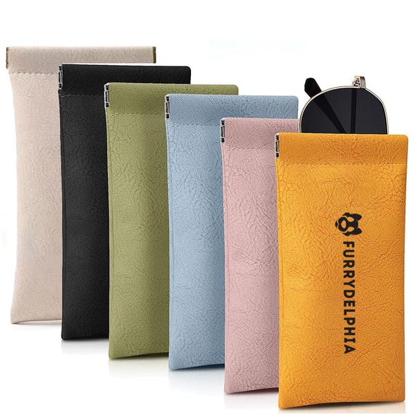 Portable Leather Squeeze Top Eyeglass Case