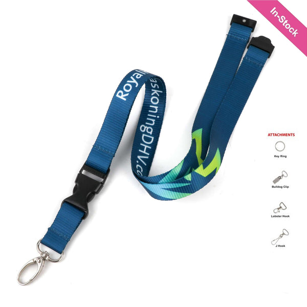 1" Nylon Custom Printed Lanyard With Key Ring/Buckle Release/ Safety Breakaway