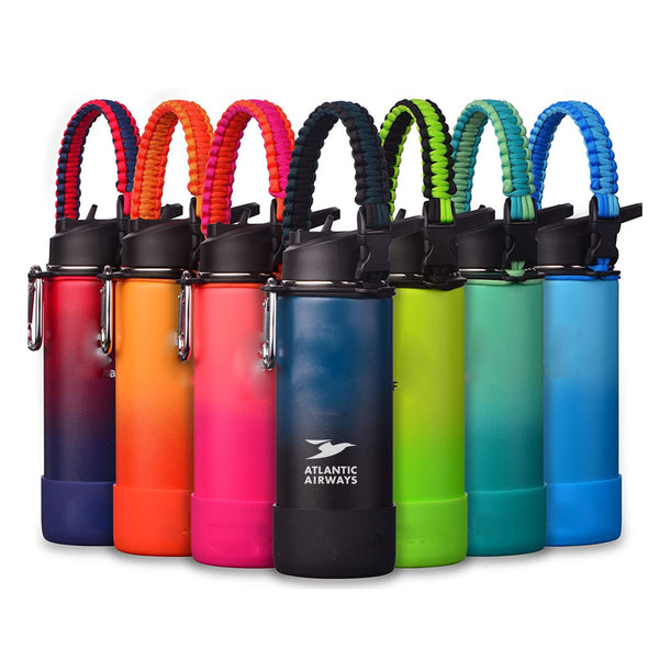 18oz Water Bottle with Paracord Handle and Silicone Boot - OCEAN