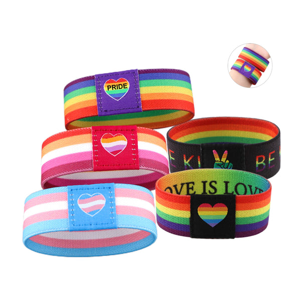 Custom Sublimated Rainbow Elastic Bracelet 1"