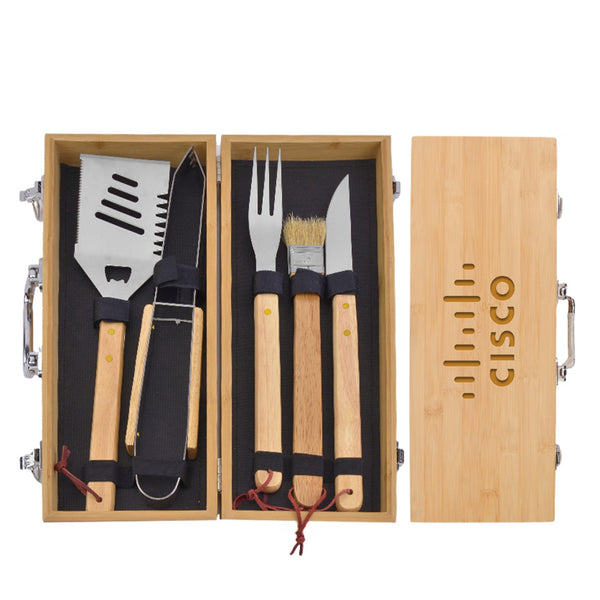 BBQ Grill Tool Set with Bamboo Box