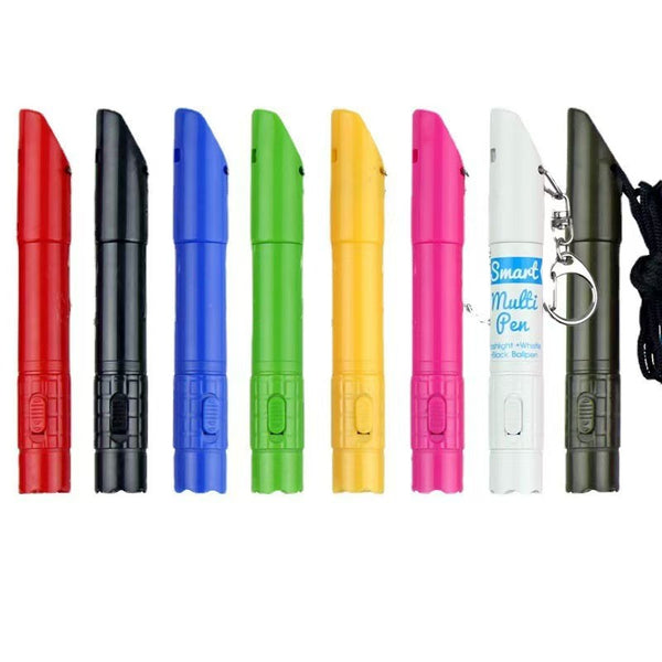 3-In-1 LED Flashlight with Whistle & Ballpoint Pen