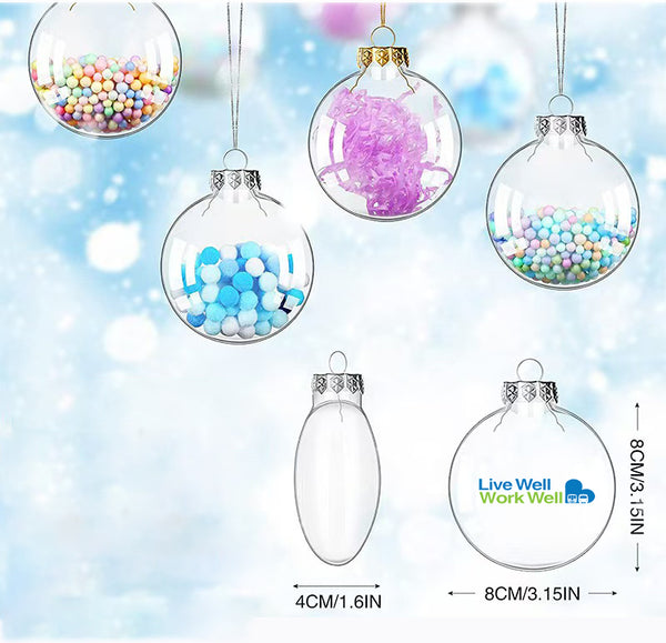 3.15" Flat Hanging Clear Plastic Fillable Balls Ornaments