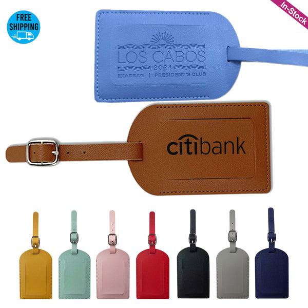 Debossed PU Leather Luggage Bag Tags