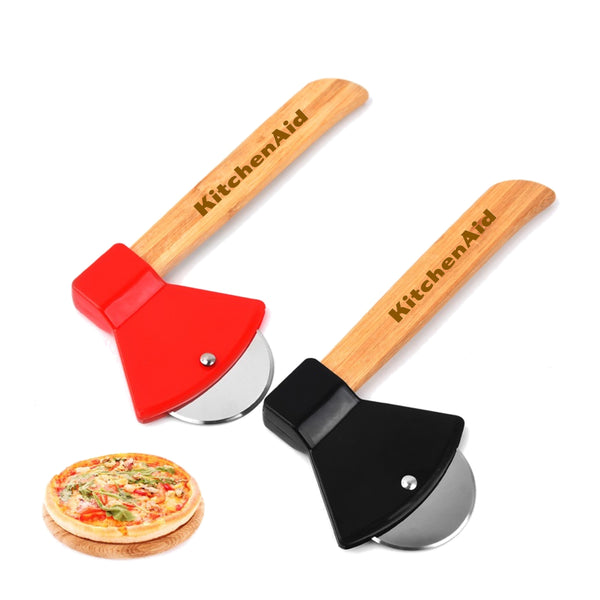 Axe Shaped Pizza Cutter with Bamboo Handle