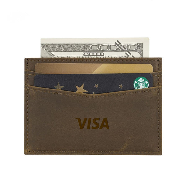 Crazy Horse Leather FRID Slim Card Holder