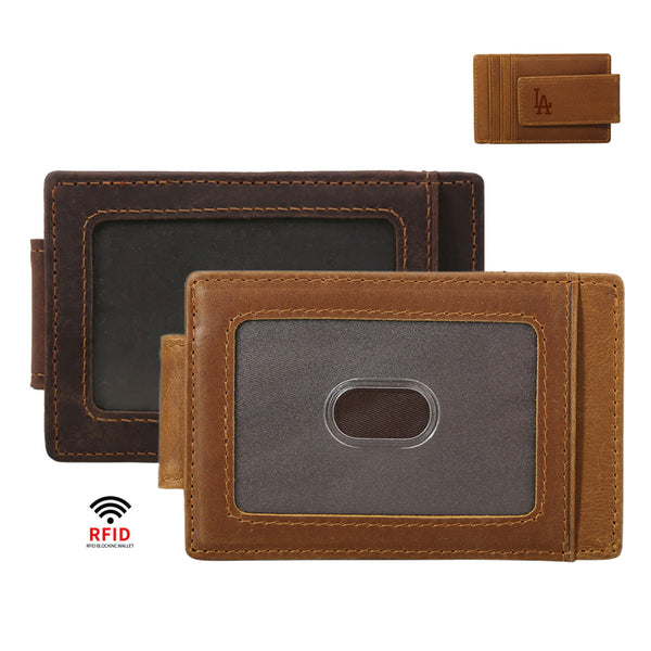 Genuine Crazy Horse Leather Money Clip Wallet