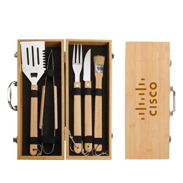 BBQ Grill Tool Set with Bamboo Box