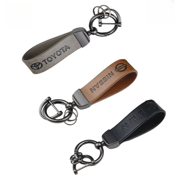 Debossed Vegan Leather Car Key Chain