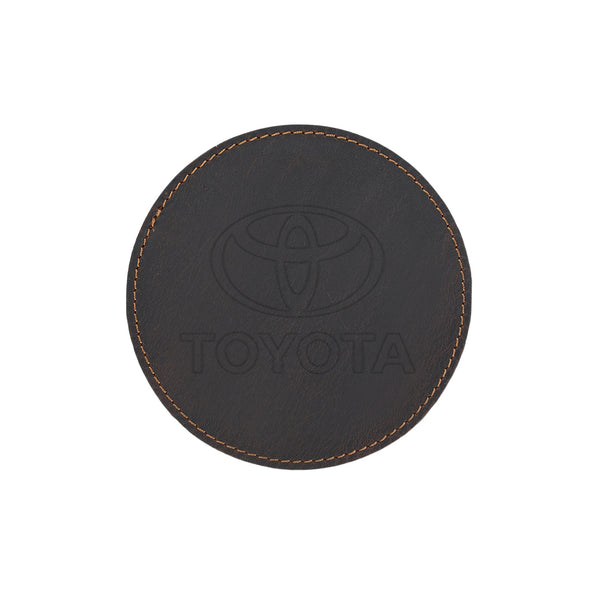 Debossed Top Grain Genuine Leather Round Coaster