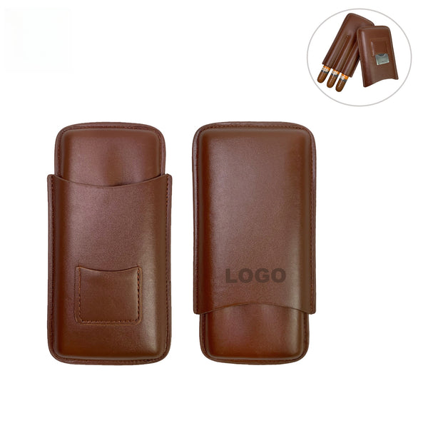 Portable Leather Cigar Case with Cigar Cutter
