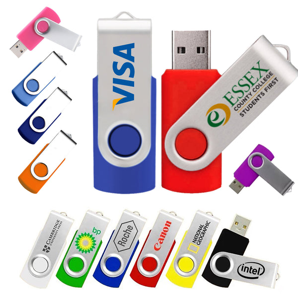 2GB USB Flash Drive with Metal Swivel Cover
