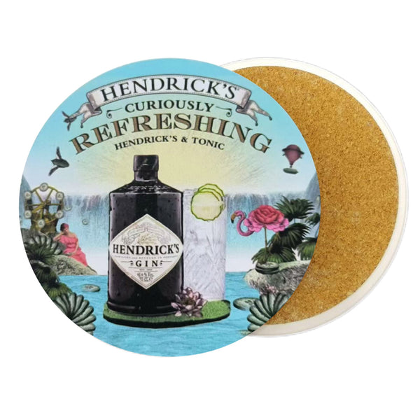 Full Color Print Round Ceramic Coaster with Cork Base