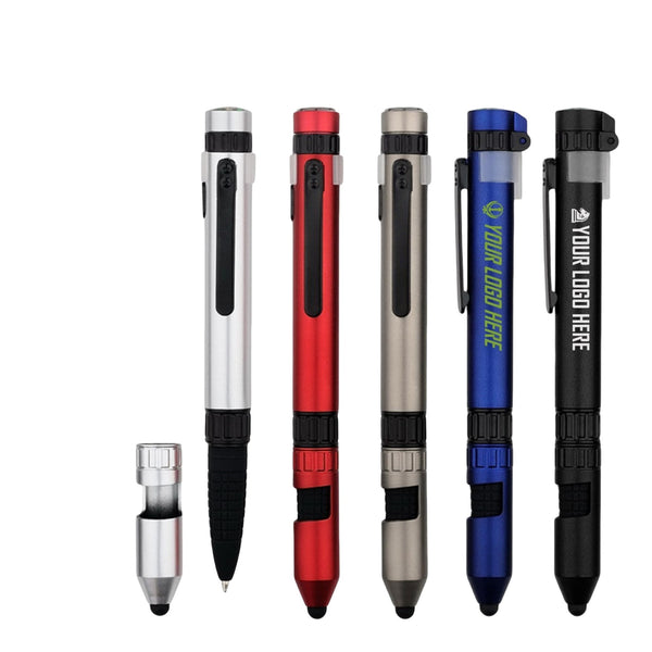 6 in 1 Military Pen with Stylus, Phone Stand, Compass Screwdriver,Torch & Tools