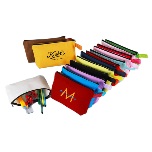 Canvas Cosmetic Makeup Bag with Bottom and Strap