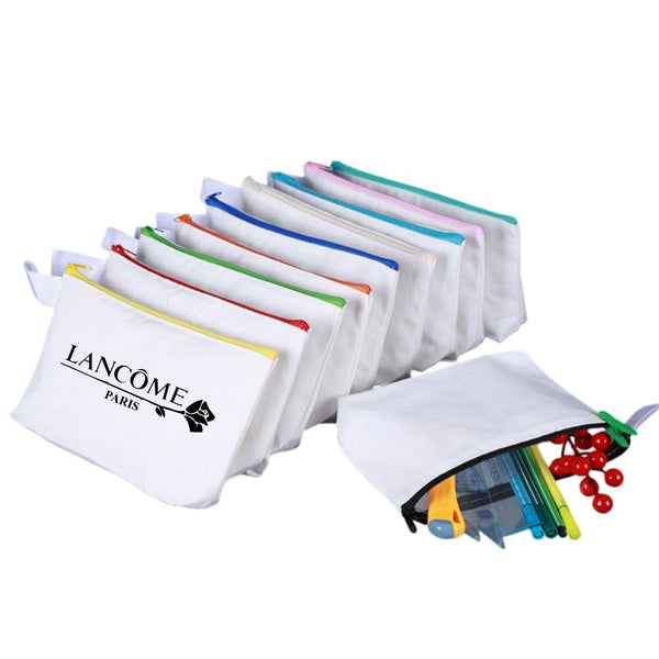 Multi-Purpose Canvas Makeup Bag with Bottom and Strap