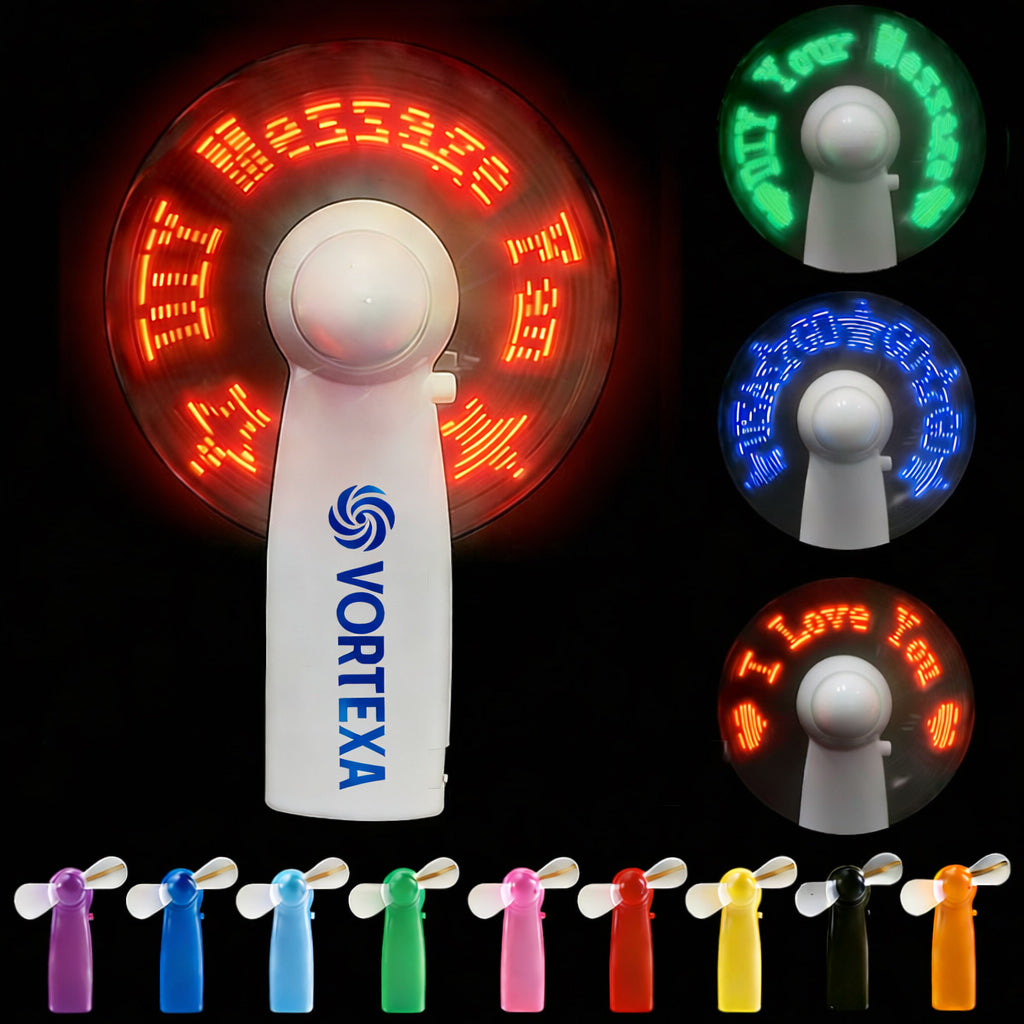Pre-Programmed Mini Handheld LED Message Fan – upromousa