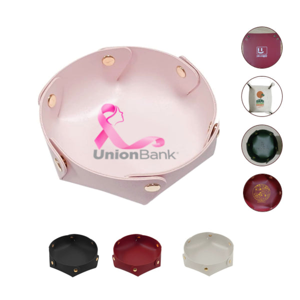 6.89″Foldable PU Leather Desk Sundries Storage Tray