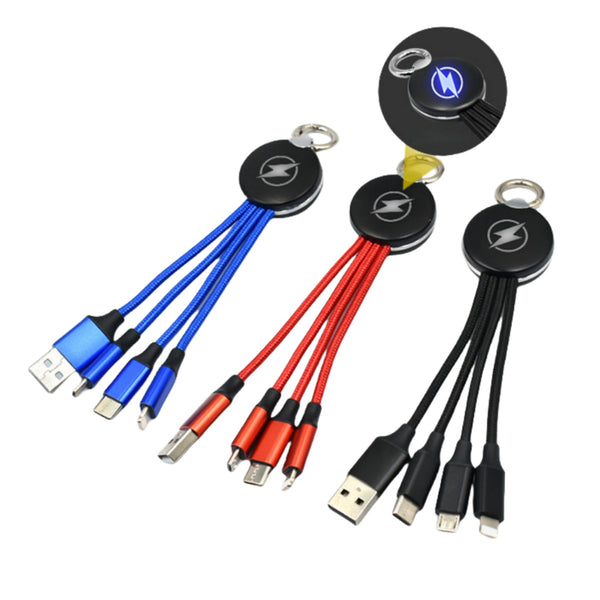 Multi Charging Cables with Round Carabiner