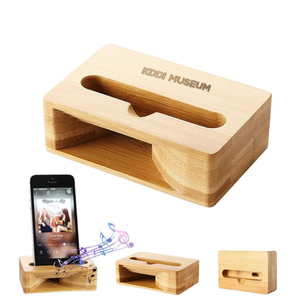 Bamboo Phone Holder Speaker Amplifier