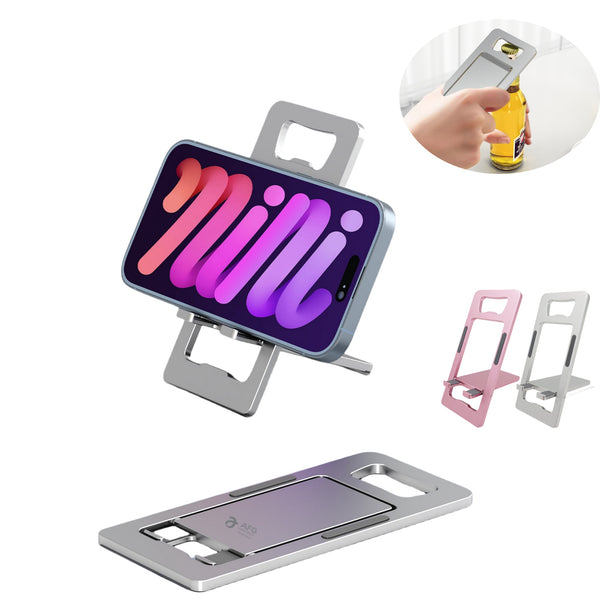 Foldable Aluminum Cell Phone Stand with Bottle Opener
