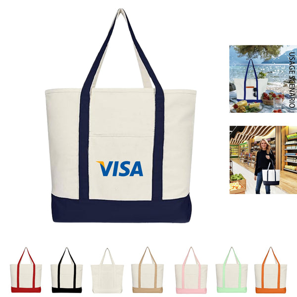 Reusable Canvas Tote Bag with Front Pocket