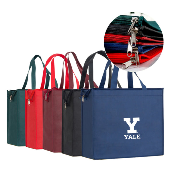 Non-Woven Reusable Grocery Zipper Tote Bags 