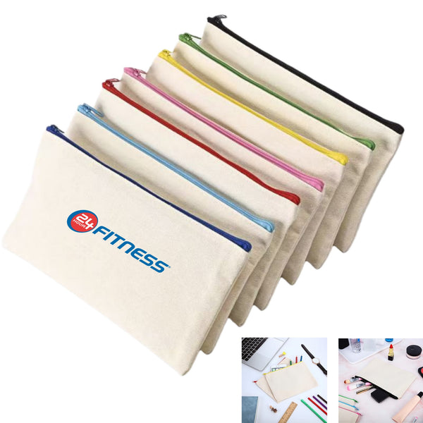 10 OZ Canvas Cosmetic Bag Pencil Pouch