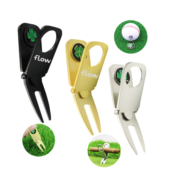Zinc Alloy Golf Divot Tool Cigar Holder with Ball Marker