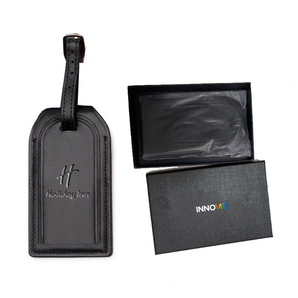 Genuine Leather Luggage Tags Mini Tracker Holder (Gift Box is optional)