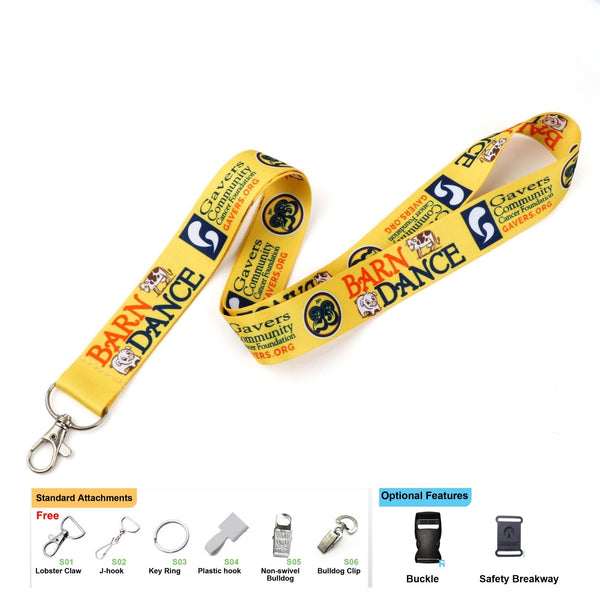 1" Full color Polyester Dye-sublimated Lanyard With Lobster Claw
