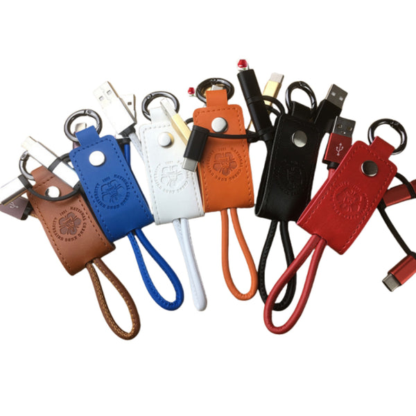 3-in-1 PU Leather Charging Cable with Keychain