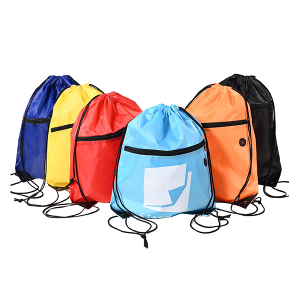 Drawstring Backpack with Front Zipper
