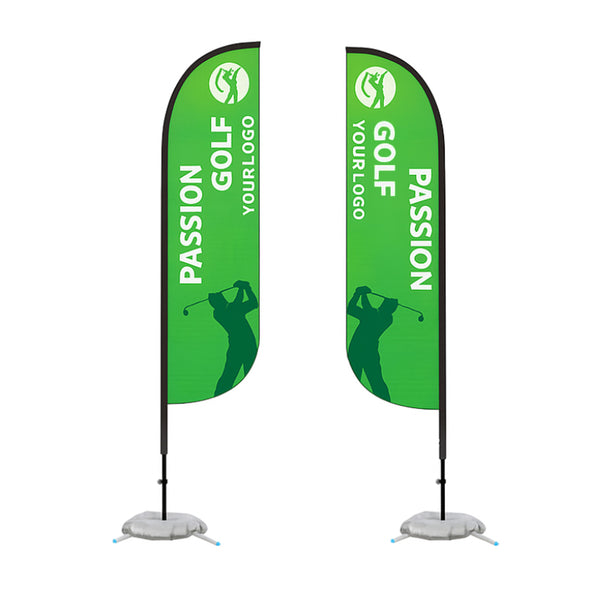 13' Double Sided Feather Flag w/Cross Base - Ocean